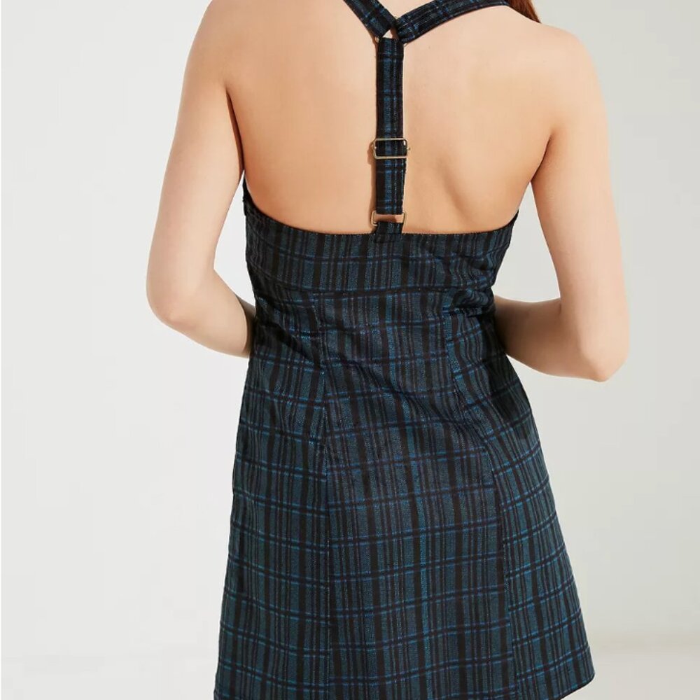 Torin Empire-Waist Blue Check Corduroy Dress